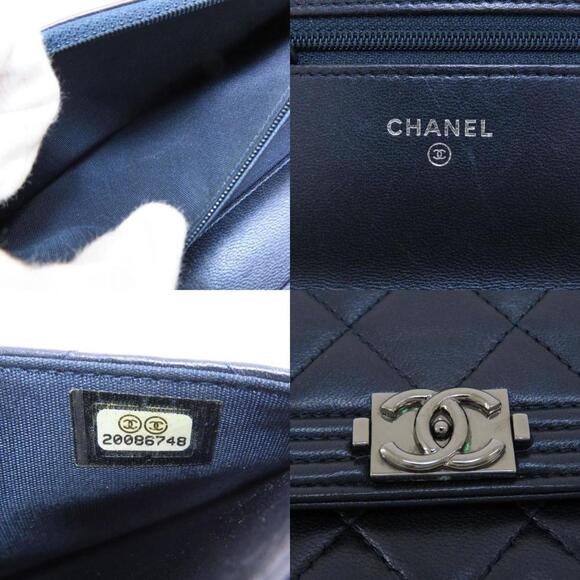 CHANEL Blue Lambskin Leather Wallet